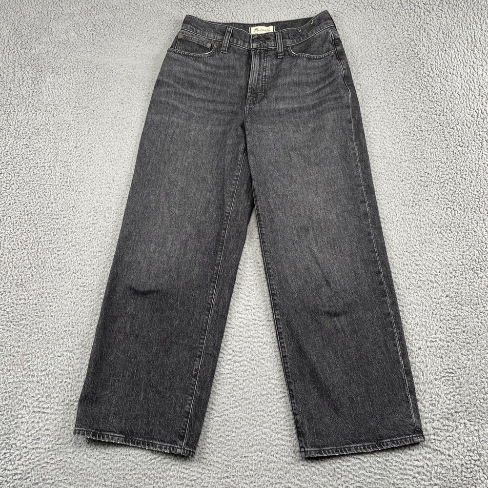 Madewell Jeans Womens 27 Black The Perfect Vintage Wide-Leg Crop Denim High Rise